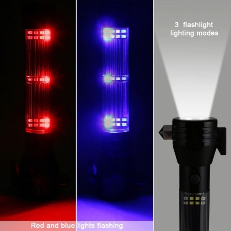 Lanterna LED CREE 3W, 9 in 1 reincarcabila, alarma, functie powerbank, cutter
