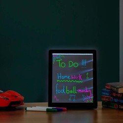 Tablita LED rescriptibila neon, 3 markere flourescente, 22.5x18 cm