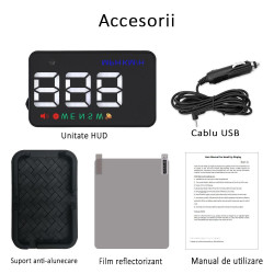 Display auto cu proiectie, LCD 3.5 inch, afisaj viteza, interfata GPS, fara reflexie