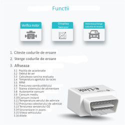 Interfata diagnoza auto OBD II 16 pini, Bluetooth, compatibil Android PC