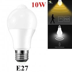 Bec LED 10W cu senzor miscare A60, soclu E27, lumina alb rece