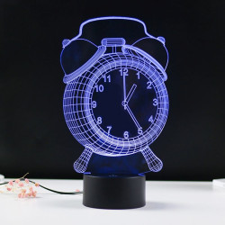 Lampa 3D LED forma ceas, 7 culori, control touch, 2 moduri iluminare