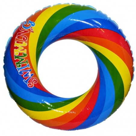 Colac de baie gonflabil Curcubeu, model fete si baieti, 80 cm, multicolor