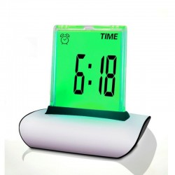 Ceas digital LED 7 culori, ecran tactil, temperatura, data, cronometru, alarma