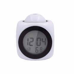 Ceas de birou iluminat LED, proiectie ora, alarma, 5 melodii, temperatura