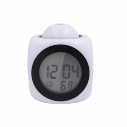 Ceas de birou iluminat LED, proiectie ora, alarma, 5 melodii, temperatura