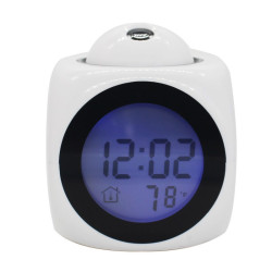 Ceas de birou iluminat LED, proiectie ora, alarma, 5 melodii, temperatura
