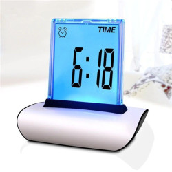 Ceas digital LED 7 culori, ecran tactil, temperatura, data, cronometru, alarma