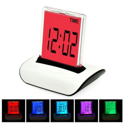 Ceas digital LED 7 culori, ecran tactil, temperatura, data, cronometru, alarma