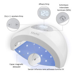 Lampa UV LED 48W pentru manichiura, temporizator 4 optiuni, senzor infrarosu, Mafiti