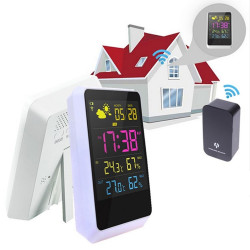 Statie meteo senzor extern wireless, LCD color, ceas, alarma, calendar