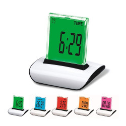 Ceas digital LED 7 culori, ecran tactil, temperatura, data, cronometru, alarma