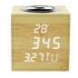 Ceas digital de birou, LED alb, senzor sunet, suport creioane, temperatura, data Ceas digital de birou, LED alb, senzor sunet, suport creioane, temperatura, data