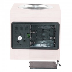 Ceas digital de birou, LED alb, senzor sunet, suport creioane, temperatura, data