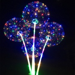 Balon Bobo luminos, 50 LED-uri multicolore, diametru 35 cm, 3 moduri iluminare