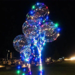 Balon Bobo luminos, 50 LED-uri multicolore, diametru 35 cm, 3 moduri iluminare
