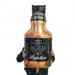 Balon folie sticla Whisky aniversara, mesaj Happy Birthday, 90x45 cm
