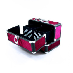 Geanta eleganta pentru cosmetice, organizator, 5 compartimente, velur violet