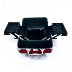 Geanta eleganta pentru cosmetice, organizator, 5 compartimente, velur violet