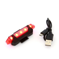 Stop bicicleta 5 LED-uri, 4 moduri iluminare, incarcare USB, 2 inele fixare
