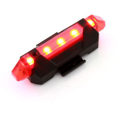 Stop bicicleta 5 LED-uri, 4 moduri iluminare, incarcare USB, 2 inele fixare