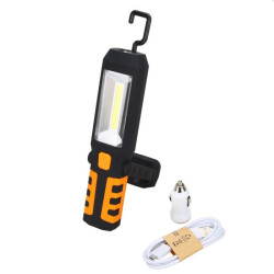 Lanterna LED COB 3W, reincarcabila, magnet, carlig, adaptor bricheta auto