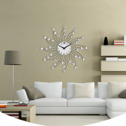 Ceas de perete cu cristale, mecanism Quartz, 50 cm, cifre arabe, otel