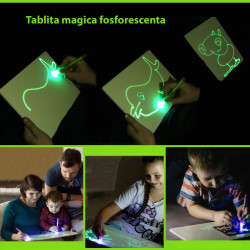 Tablita magica fosforescenta rescriptibila, breloc UV