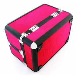 Geanta eleganta pentru cosmetice, organizator, 5 compartimente, velur violet