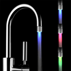 Cap de robinet cu LED RGB, termosensibil, cilindric, adaptor, 6.5 cm