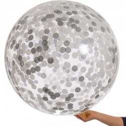 Balon confetti diametru 18 inch, latex transparent