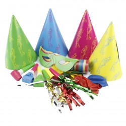 Set petrecere pentru copii, 21 piese multicolore, 6 accesorii diferite