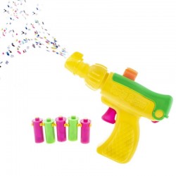 Pistol confetti si fanioane petrecere, 5 cartuse, multicolor