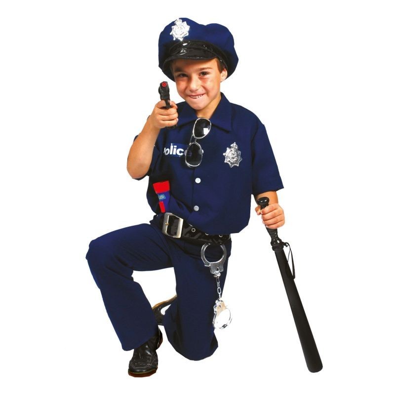 Costum politist 4 piese, baieti 4-14 ani, carnaval, albastru inchis