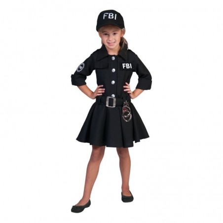 Costum Ofiter FBI fetite 6-12 ani, 3 piese, rochie, curea, palarie
