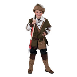 Costum Robin Hood baieti 6-14 ani, set carnaval 4 piese, verde-maro