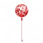 Balon transparent confetti inimioare rosii, diametru 18 inch, latex