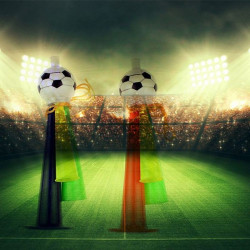 Mini vuvuzela cu 3 trompete, tricolora, 13 cm