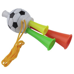 Mini vuvuzela cu 3 trompete, tricolora, 13 cm