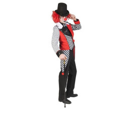 Frac Jester Harley, costum arlechin barbati carnaval, negru rosu