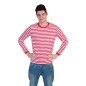 Bluza clown unisex, maneca lunga, dungi rosu-alb
