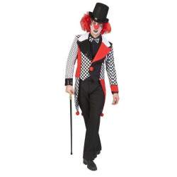 Frac Jester Harley, costum arlechin barbati carnaval, negru rosu