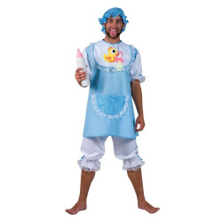 Costum Baby Boy pentru adulti, tunica, pantaloni, boneta, albastru