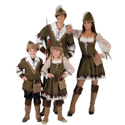 Costum Robin Hood baieti 6-14 ani, set carnaval 4 piese, verde-maro