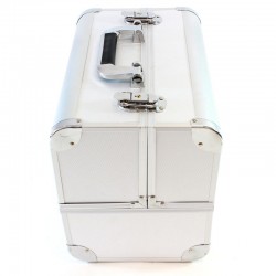 Geanta pentru cosmetice cu organizator, 7 compartimente, interior velur, argintiu