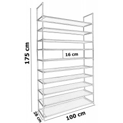 Suport pentru incaltaminte, 10 nivele, capacitate 50 perechi, cadru metal