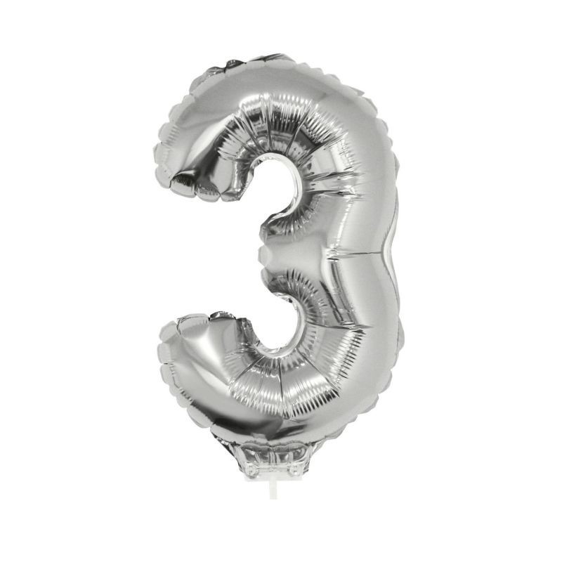 Balon cifra folie argintie, inaltime 41 cm, metalizat