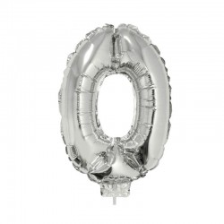 Balon aniversar tip cifra, folie, inaltime 41 cm, argintiu