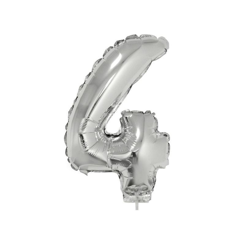 Balon cifra folie argintie, inaltime 41 cm, metalizat