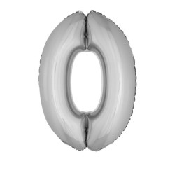 Balon cifra gigant, folie argintie, inaltime 102 cm, aniversare